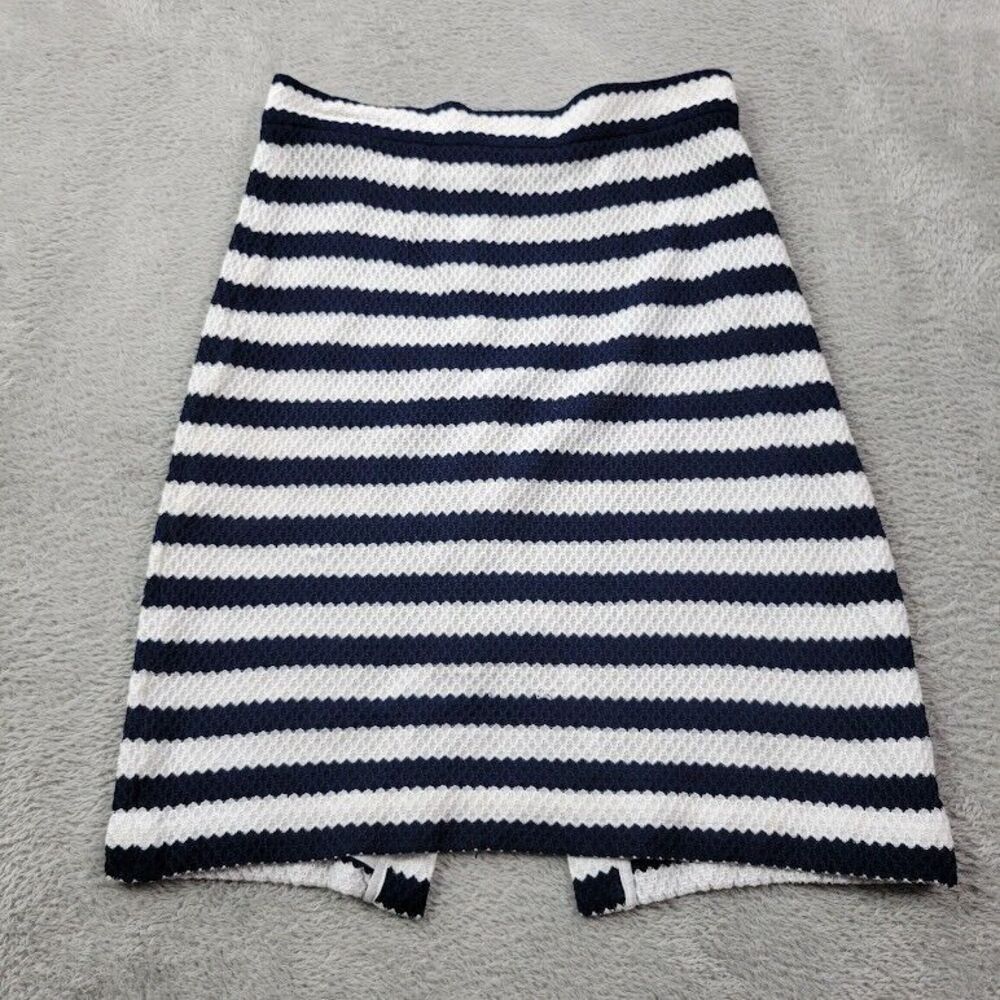 Diane Von Furstenberg Walda Pencil Skirt Womens 2 Navy Blue White Striped Knit